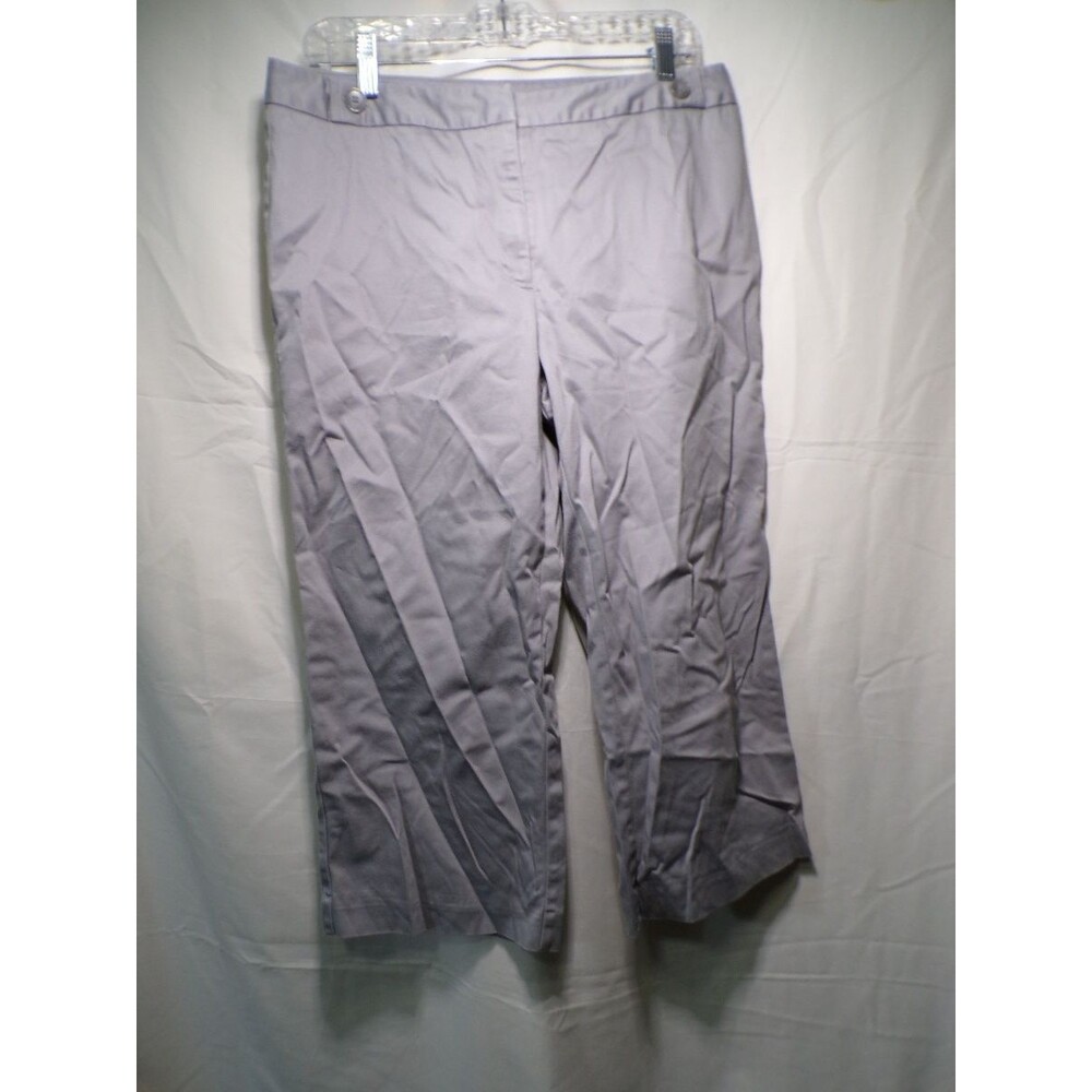 Worthington Women's Gray Capri Cropped Straight Leg Stretch Pants Size 10